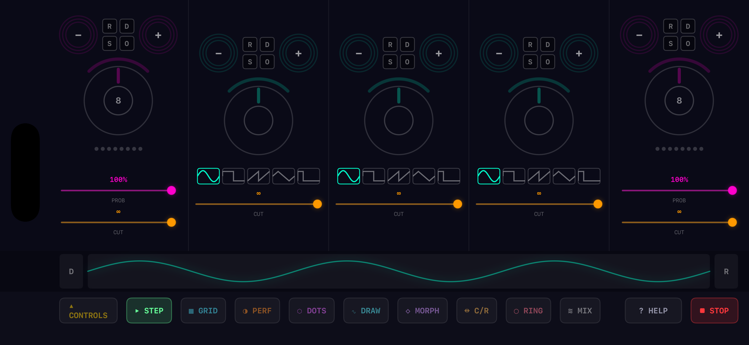 Contour screenshot showing sequencer and controls