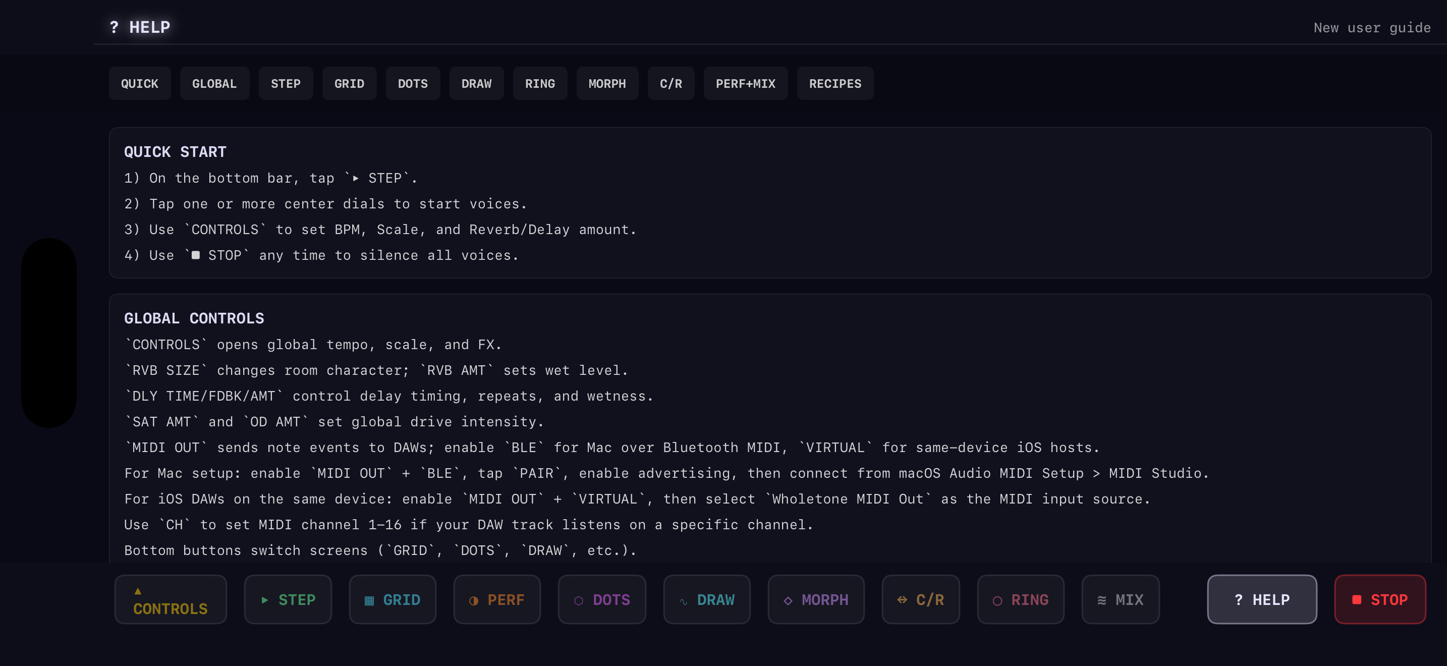 Contour screenshot showing performance controls